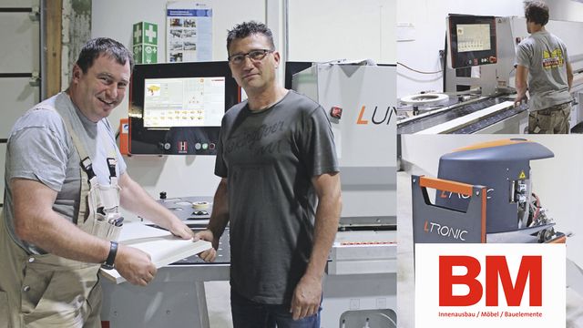 HOLZ-HER Kunde Igor Braun ist glücklich mit seiner LUMINA und den perfekten Laserkanten | Foto: Manfred Maier Zufriedener HOLZHER Referenzkunde Braun mit seiner Lumina Kantenanleimmaschine | Foto: Manfred Maier
